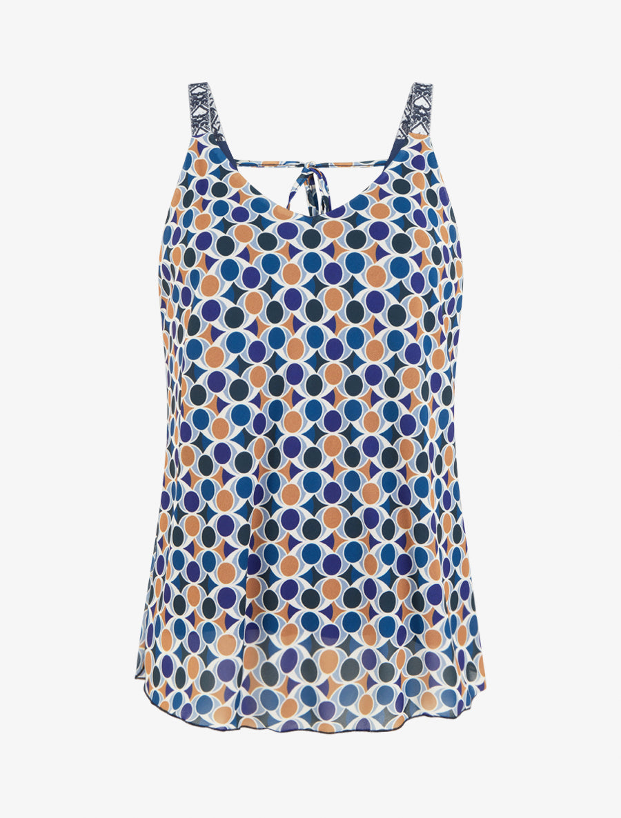 Caraco imprimé pois stylisés - Marine - 1