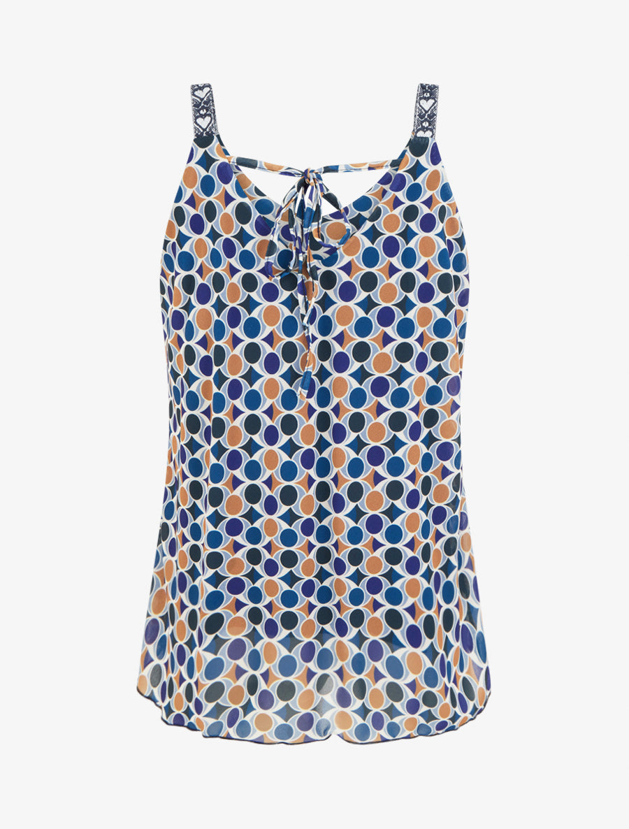 Caraco imprimé pois stylisés - Marine - 2