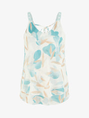 Caraco imprimé feuillages à bretelles brodées - Vert d&