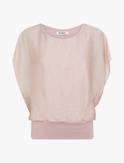 Top boule en tissu texturé - Rose - 1