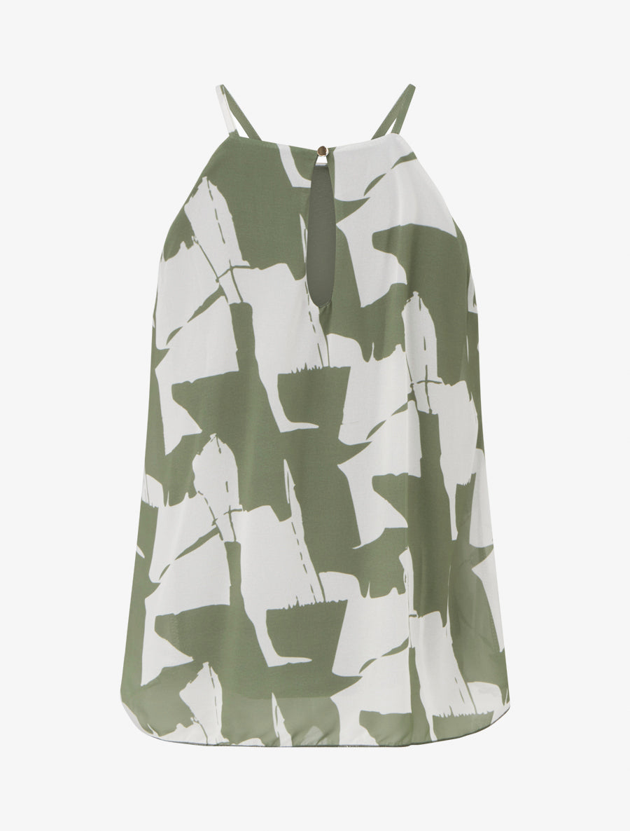 Top fluide imprimé abstrait - Kaki - 2