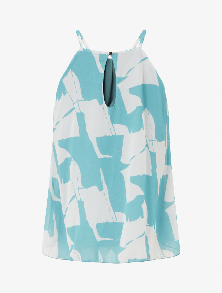 Top fluide imprimé abstrait - Bleu lagon - 2