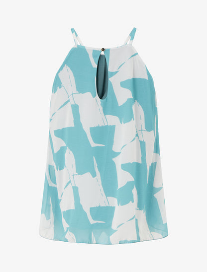 Top fluide imprimé abstrait - Bleu lagon - 2