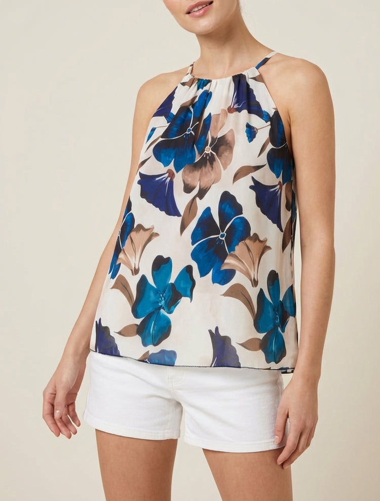 Florales Drucktop-Fluid - Marine