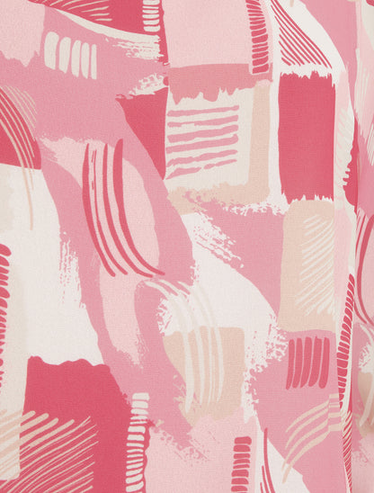 Top boule manches courtes imprimé graphique - Rose - 3