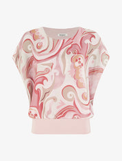 Top droit manches courtes imprimé arabesque - Rose - 1