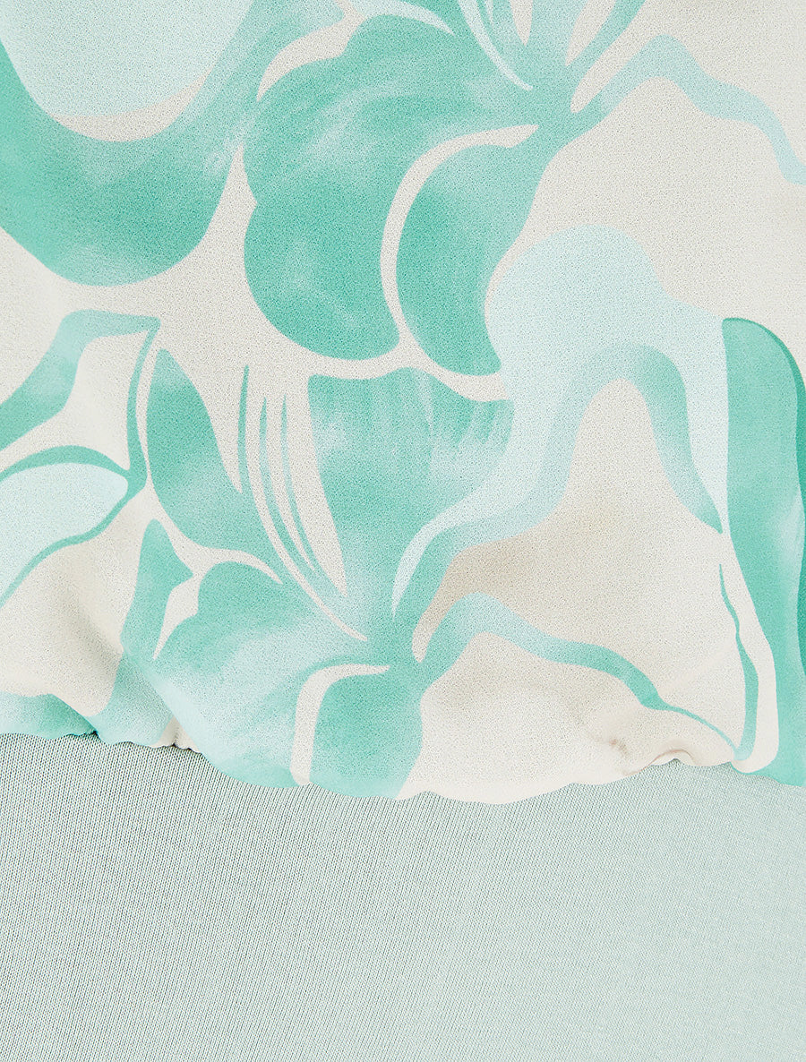 Top droit manches courtes imprimé floral - Vert d&
