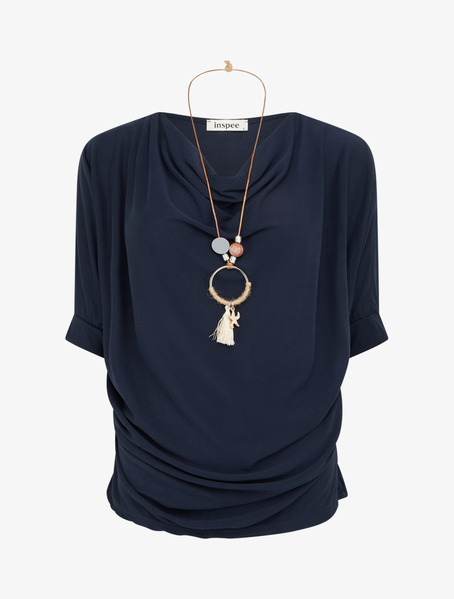 Top fluide à col bénitier - Marine - 1