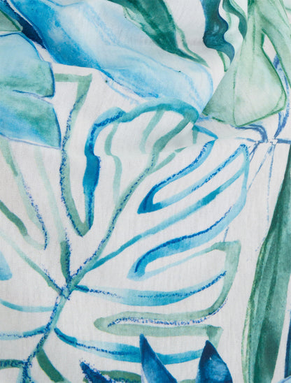 Top tropical manches 3/4 et effet plissé - Bleu - 3