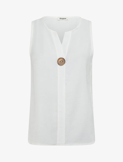Top droit sans manches à bouton - Blanc - 1