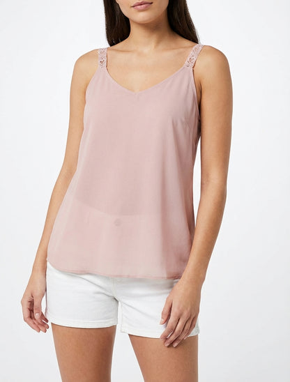 Trägershirt aus Voile mit Herzmuster - Rose