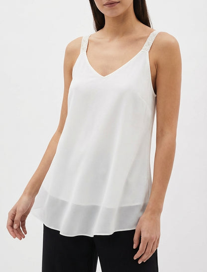 Trägershirt aus Voile mit Herzmuster - Weiß