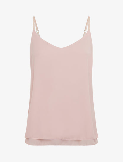 Caraco uni en voile superposé - Vieux rose - 1