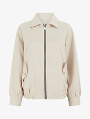 Veste ample zippée à bords élastiqués - Beige - 1