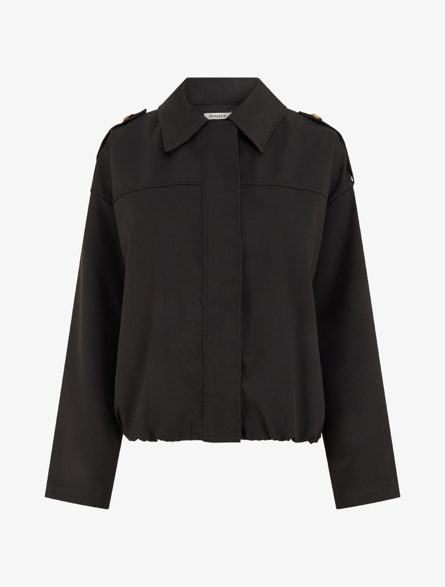 Veste fluide unie zippée - Noir - 1