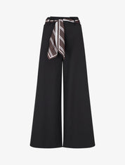 Pantalon ample à ceinture style foulard - Noir - 1