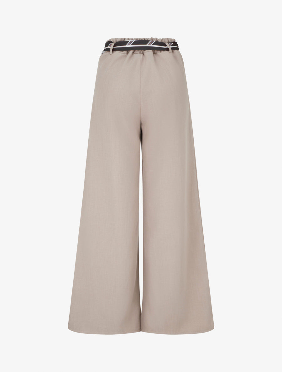 Pantalon ample à ceinture style foulard - Taupe clair - 2