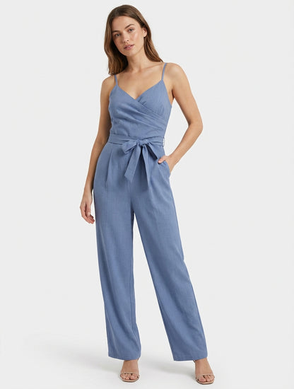 Gerades Kleid mit schmalen Trägern - Blau