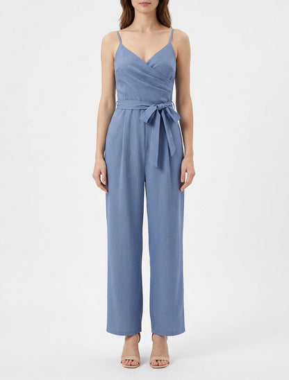 Gerades Kleid mit schmalen Trägern - Blau
