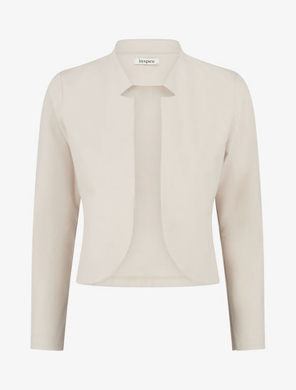 Veste courte à col cranté - Beige - 1