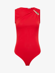Body stretch à empiècement bijou - Rouge - 1
