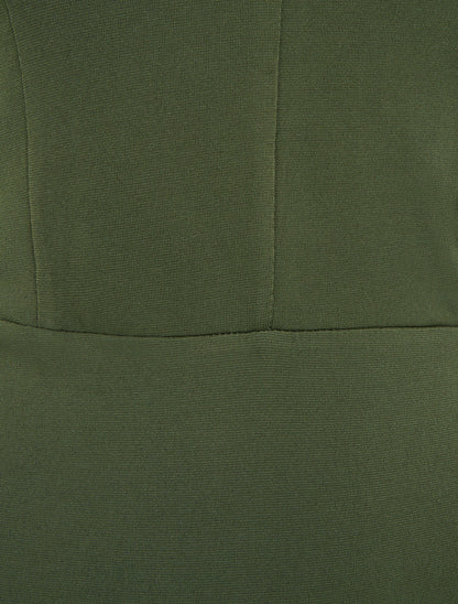 Body à col V et fines bretelles - Kaki - 3