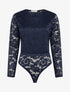 Body en dentelle manches longues - Marine - 1