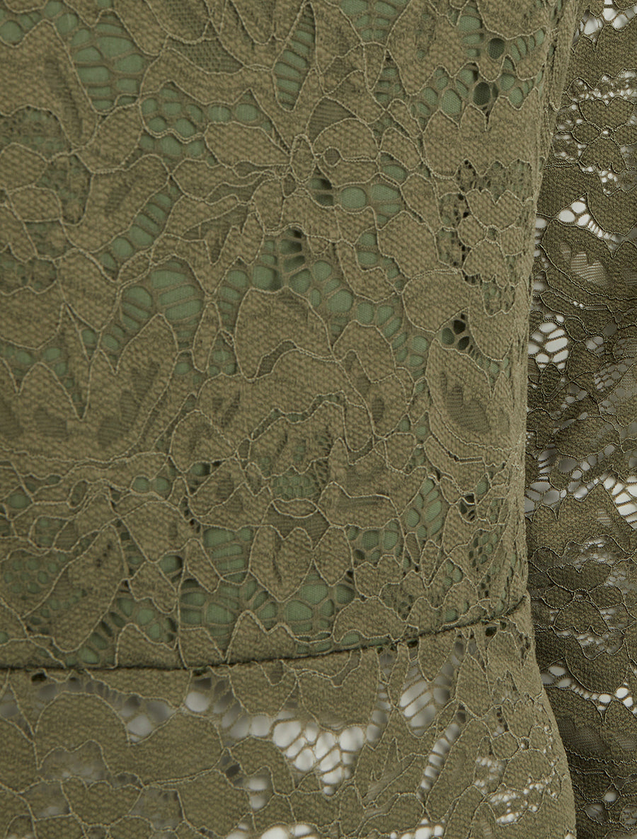 Body en dentelle manches longues - Kaki - 3