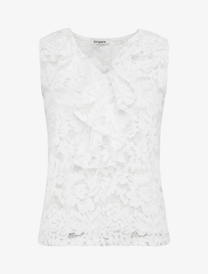 Top sans manches en dentelle - Blanc - 1