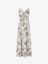 Robe longue à fines bretelles imprimé tropical - Beige - 1