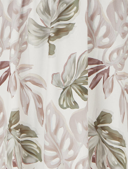 Robe longue à fines bretelles imprimé tropical - Beige - 3