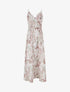 Robe longue à fines bretelles imprimé feuillage - Beige - 1