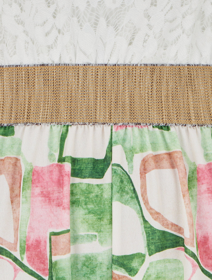 Combinaison à dentelle et imprimé fantaisie - Vert - 3