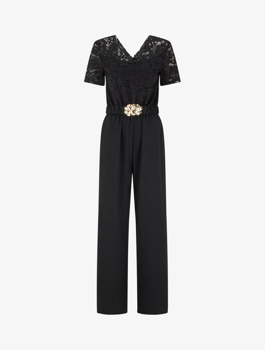 Combinaison bimatière et bicolore - Noir - 1