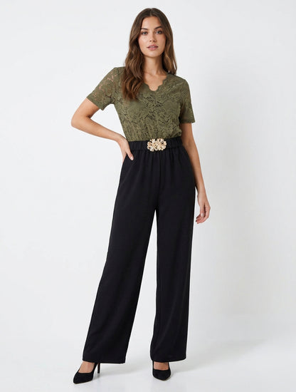 Zweiteiliges und zweifarbiges Kombinationskleid - Kaki