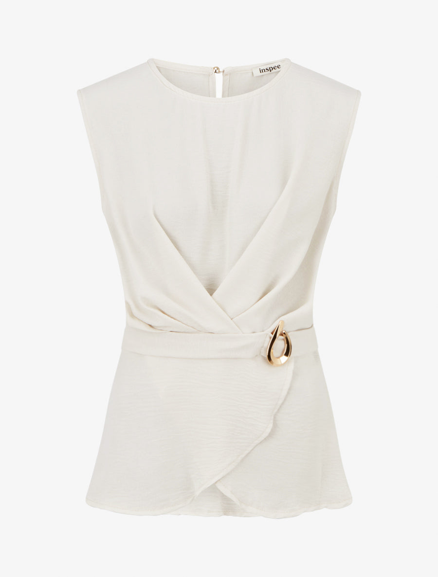 Top cintré à boucle décorative - Beige - 1