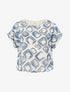 Top boule manches courtes à motifs graphiques - Marine - 1