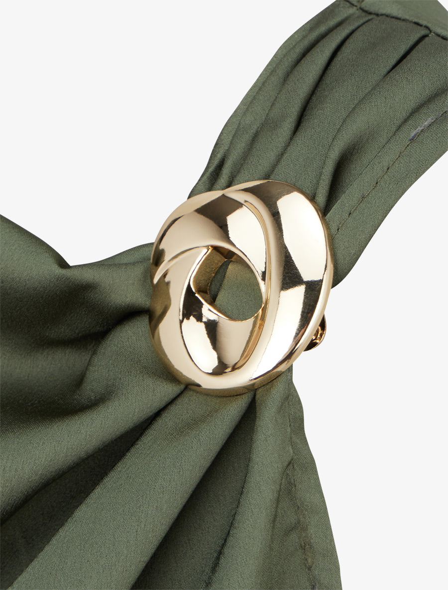 Top boule satiné à bijou métallique - Kaki - 3