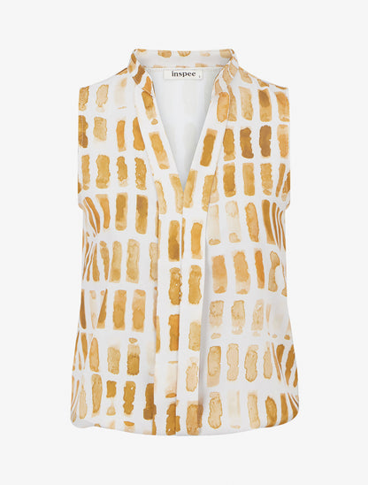 Top sans manches imprimé fantaisie - Jaune moutarde - 1