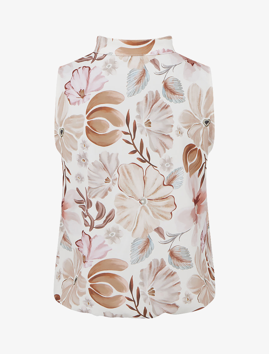 Top sans manches imprimé fleuri - Marron - 2