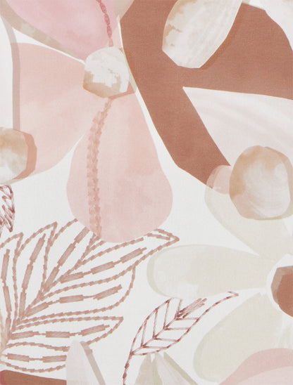 Satinierte Bluse mit floralem Print und Schleife. - Beige