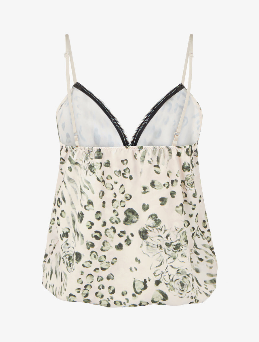 Caraco boule à zip et imprimé léopard fleuri - Kaki - 2