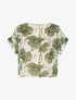 Top boule manches courtes à imprimé floral - Kaki - 1