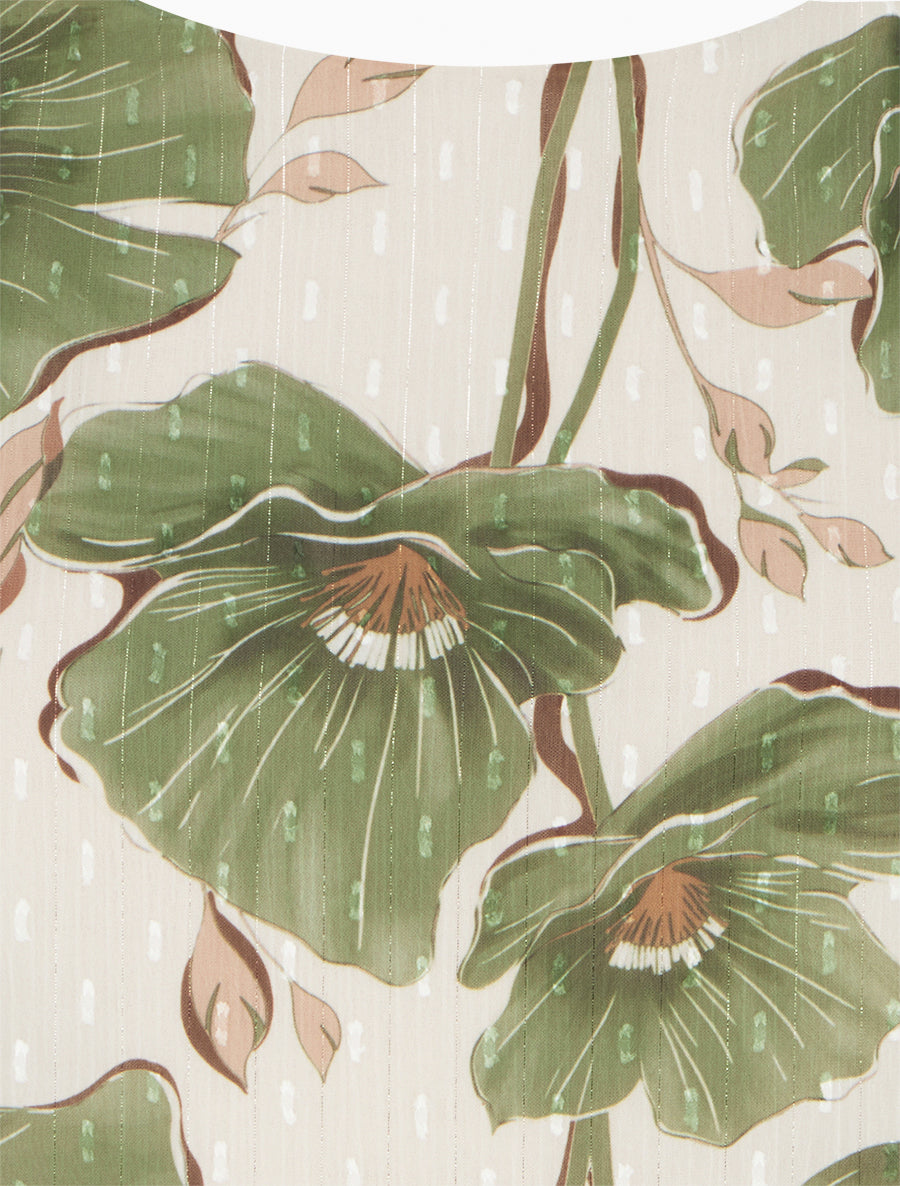 Top boule manches courtes à imprimé floral - Kaki - 3