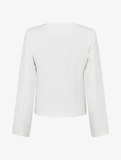 Veste droite à col rond et épaulettes - Blanc - 2