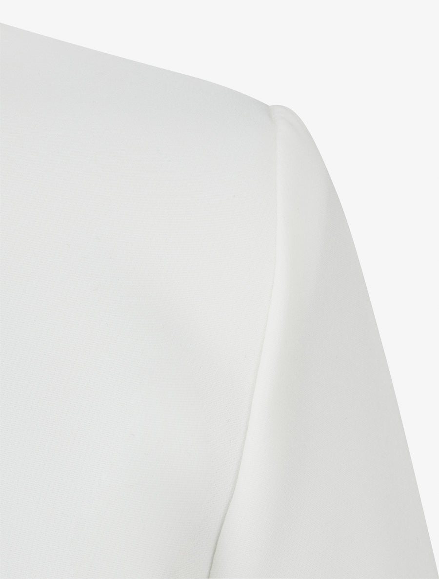 Veste droite à col rond et épaulettes - Blanc - 3