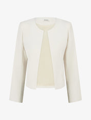 Veste droite à col rond et épaulettes - Beige clair - 1