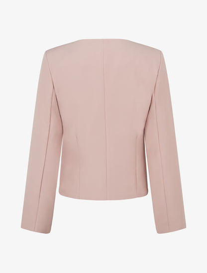 Veste droite à col rond et épaulettes - Rose - 2