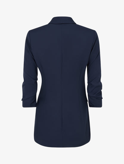 Blazer uni à manches froncées - Marine - 2