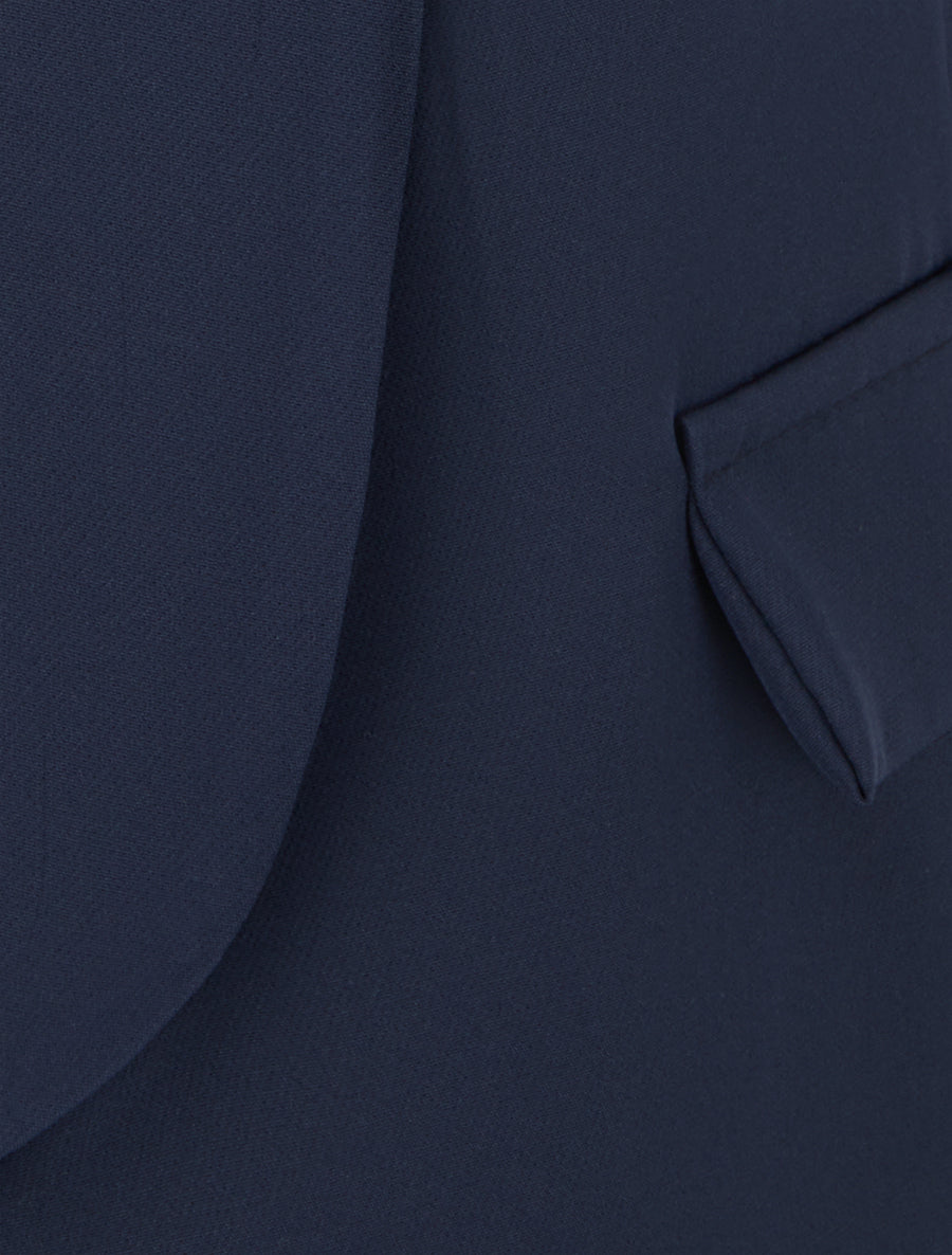 Blazer uni à manches froncées - Marine - 3